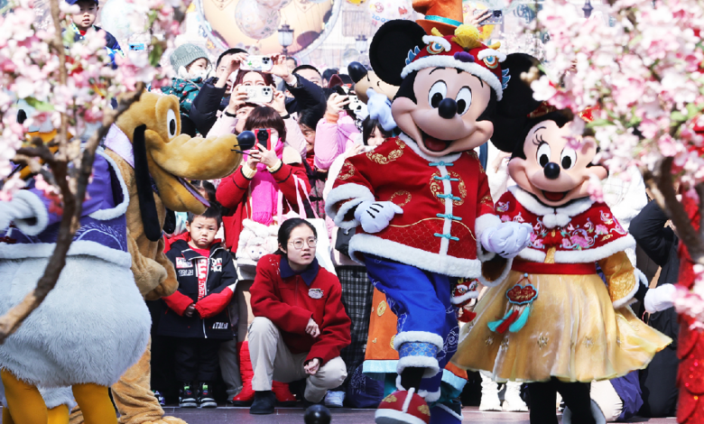 Disney characters celebrate Chinese New Year with visitors in Shanghai