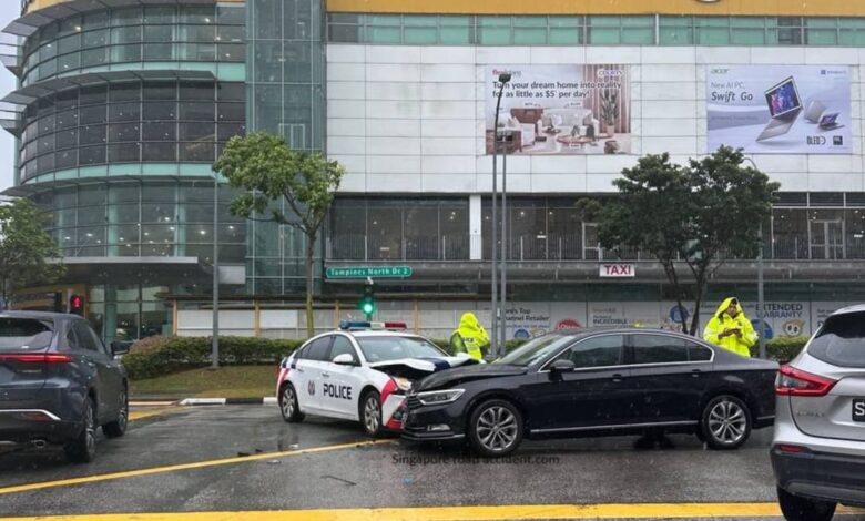 Police car involved in Tampines accident; woman taken to hospital, officer assisting with investigations