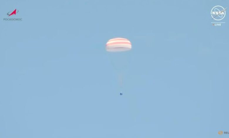 Russian descent vehicle lands in Kazakhstan with three astronauts