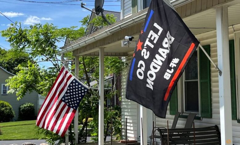 Trump supporters turn US flags upside down to protest guilty verdict