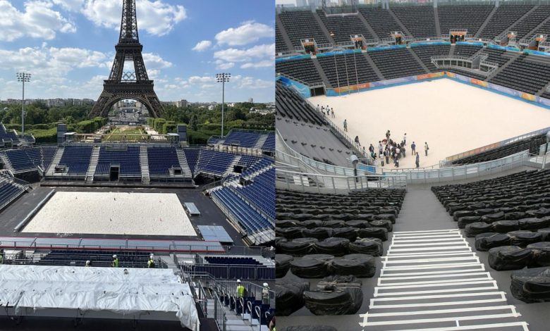 Olympic beach volleyball venues in Paris and Beijing