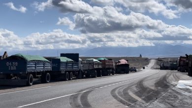 Dozens of coal trucks stopped at Naryn transport control post for overloading