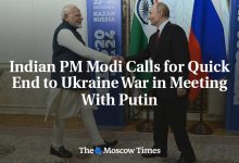 Indian PM Modi Calls for Quick End to Ukraine War in Meeting With Putin