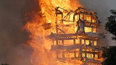 Asia's tallest wooden pagoda destroyed