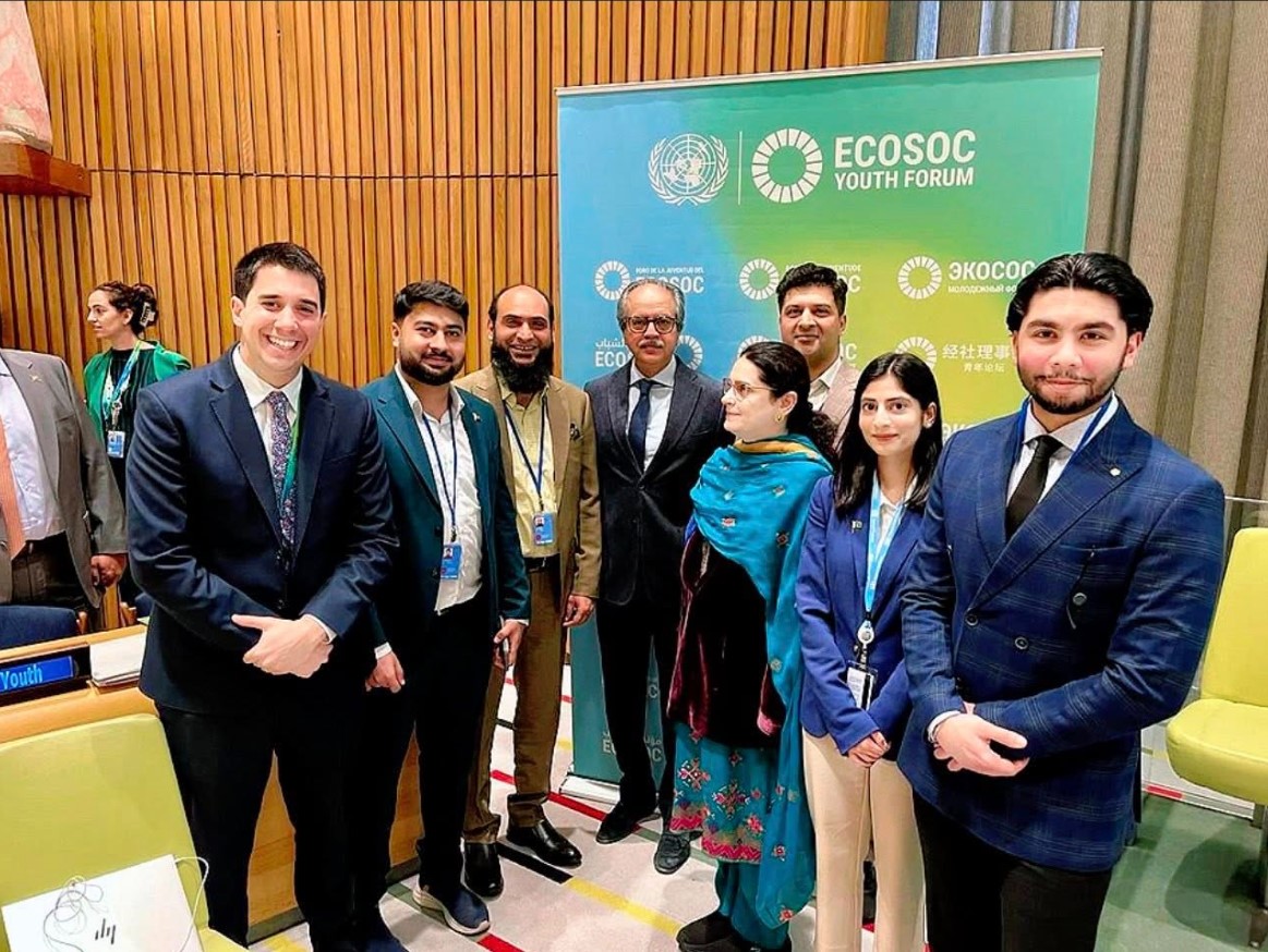 Pakistan youth delegation participating in UN ECOSOC Youth Forum 2026 at United Nations Headquarters