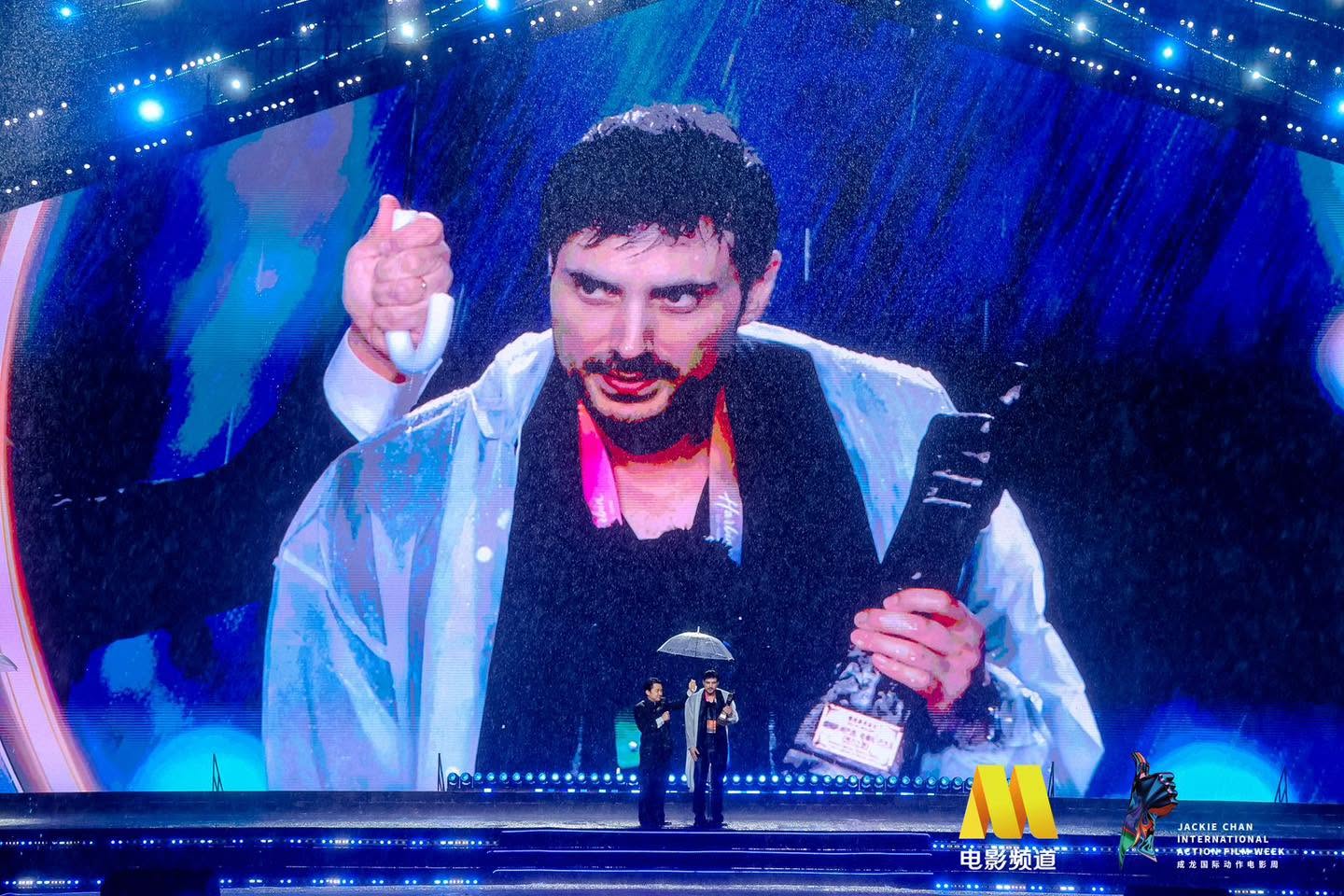 Bilal Lashari accepts the Special Jury Award for The Legend of Maula Jatt at the 7th Jackie Chan International Action Film Week in Harbin, China NSN Asia 2026