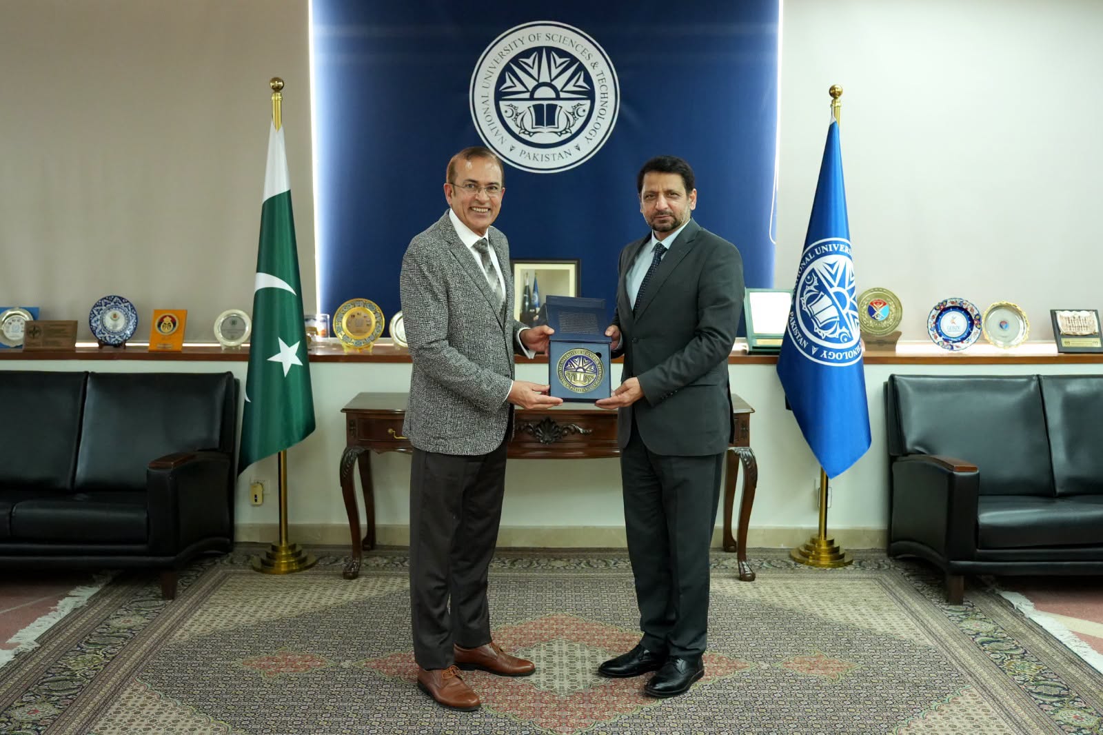 Rector, Dr Muhammad Zahid Latif, meeting with Dr Ali Asad Gilani, Ambassador designate to China, at NUST, NSN Asia 2026